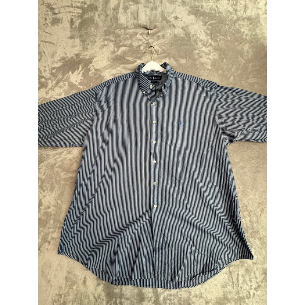 Ralph Lauren Blake Striped Button Down Shirt Mens XL Blue Classic Fit Cotton